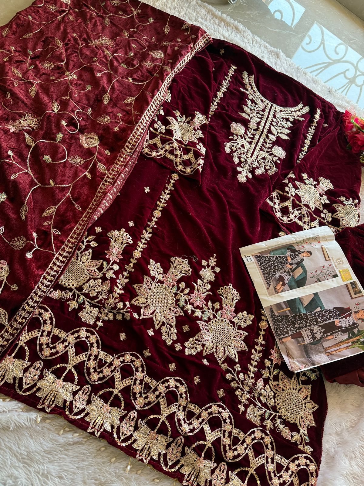 689C Ziaaz Designs Embroidery Velvet Suits