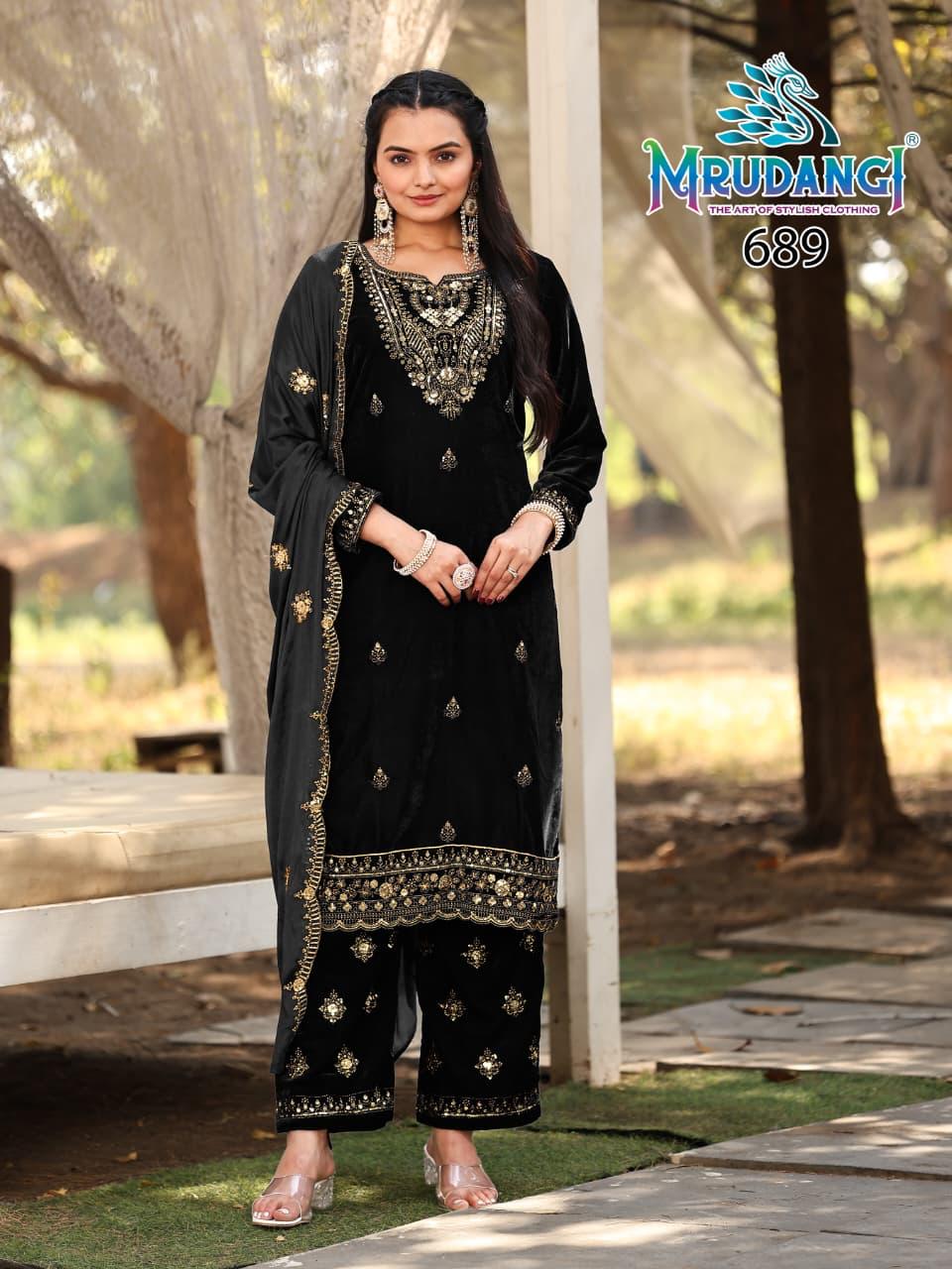 689 Verona Mrudangi Pure Velvet Readymade Velvet Suits
