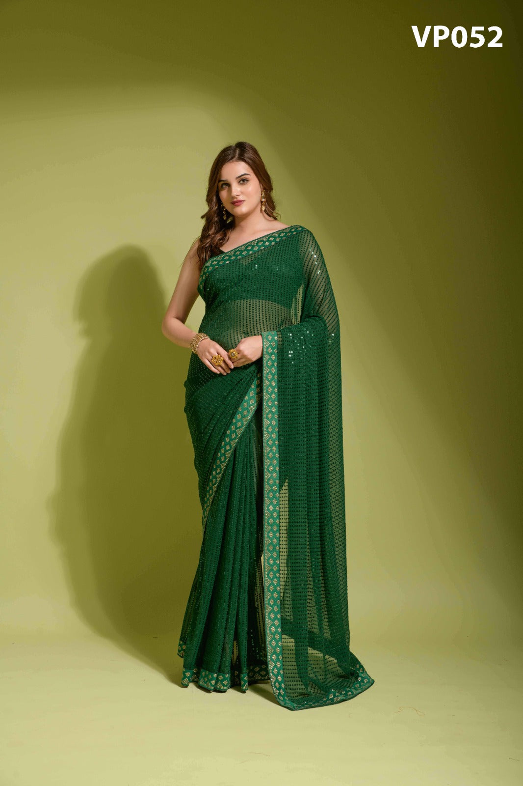 52 Koski Plain Sequin Fashion Berry Sarees