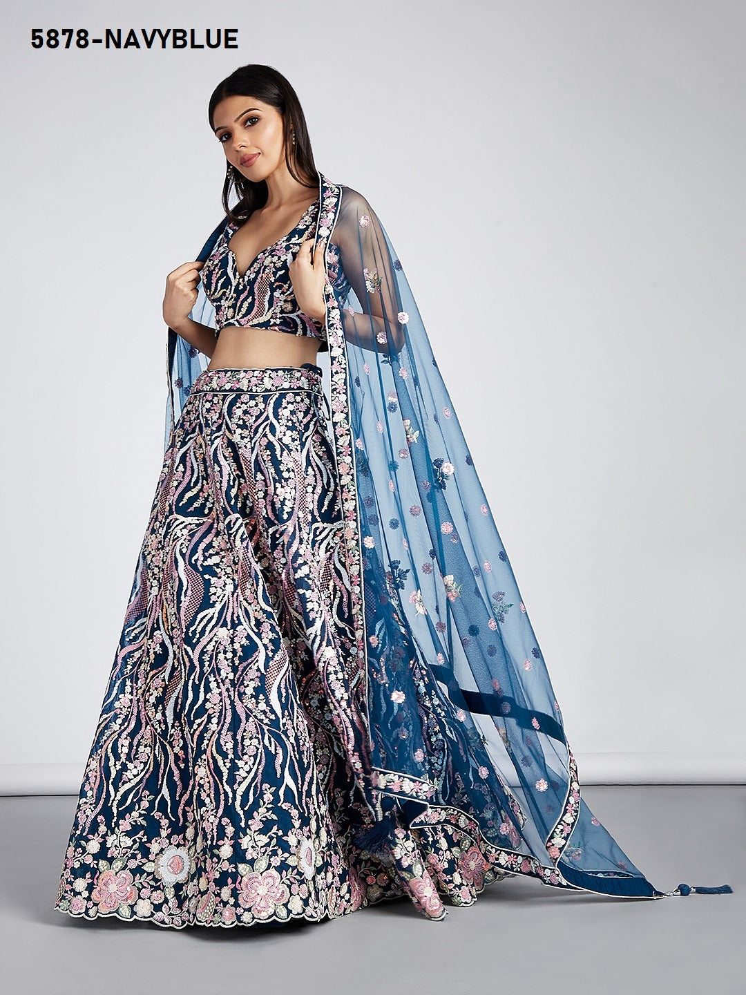 5878 Navyblue Pf Lehenga Choli