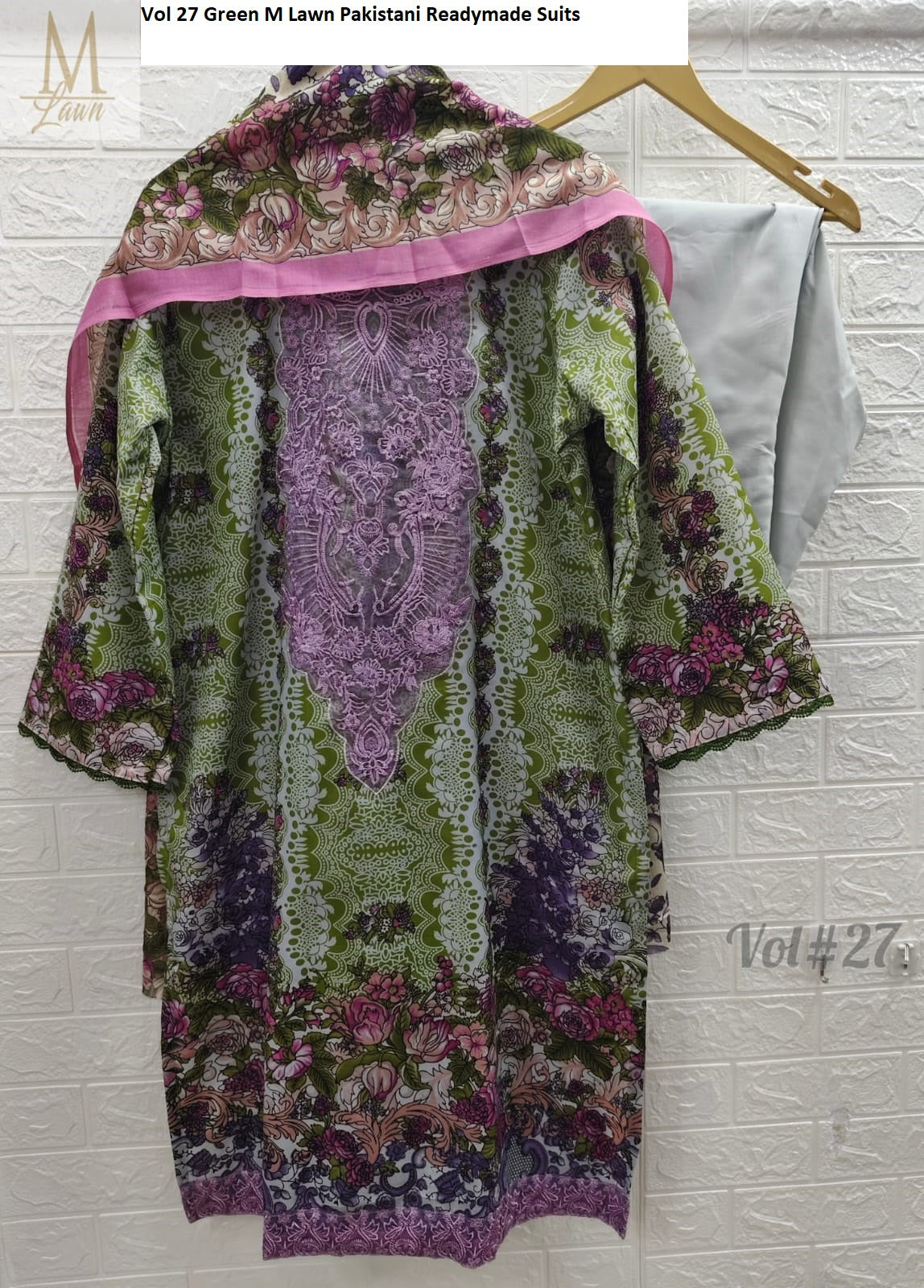 Vol 27 Green M Lawn Pakistani Readymade Suits