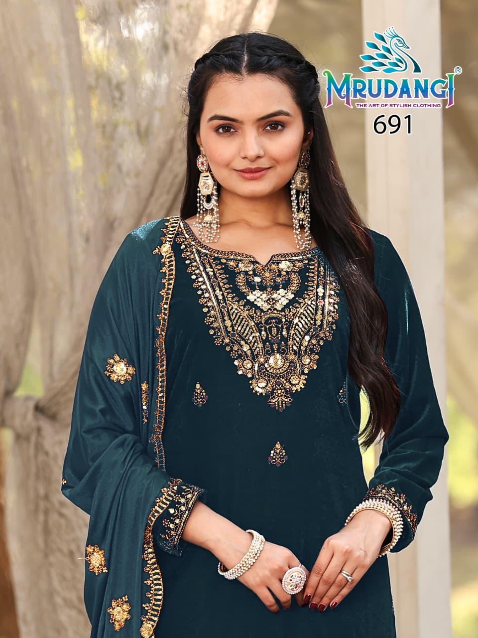 691 Verona Mrudangi Pure Velvet Readymade Velvet Suits