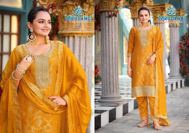 693 Vartika Mrudangi Viscose Jacquard Readymade Suits