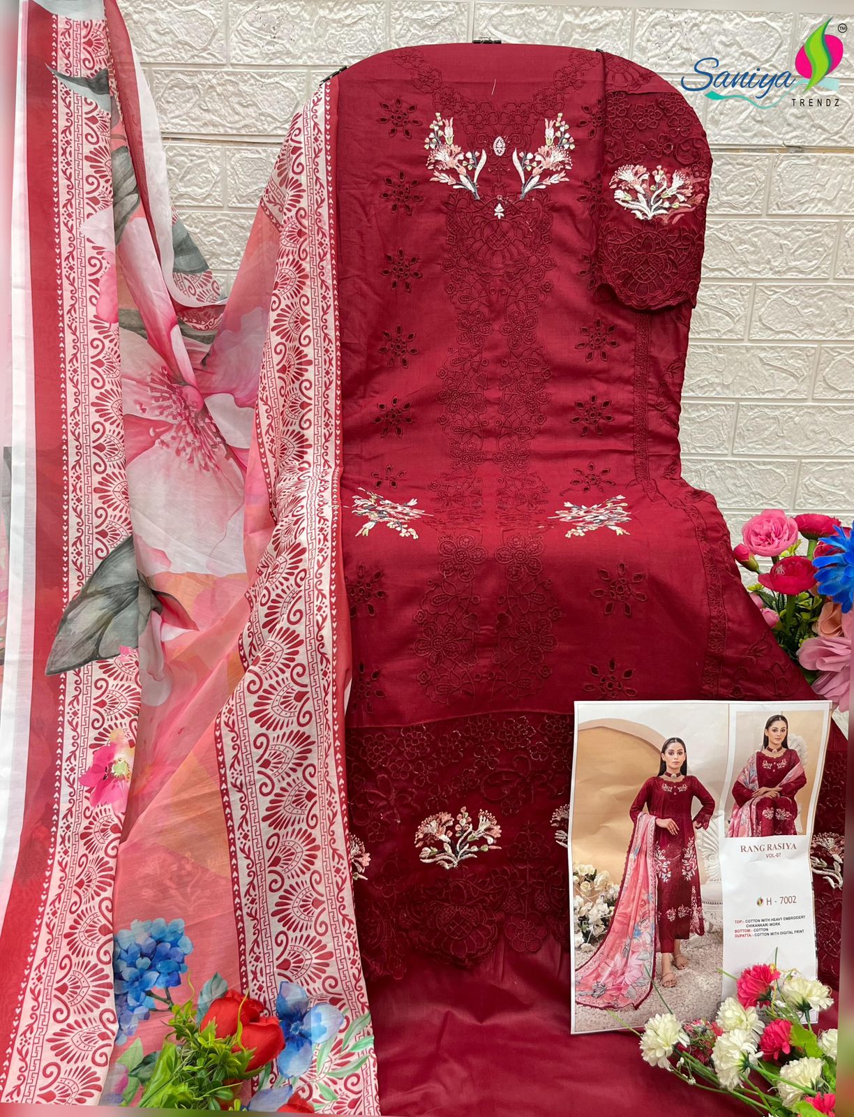 7002 Rang Rasiya Nx Vol 7 Saniya Trendz Cotton Pakistani Salwar Suits
