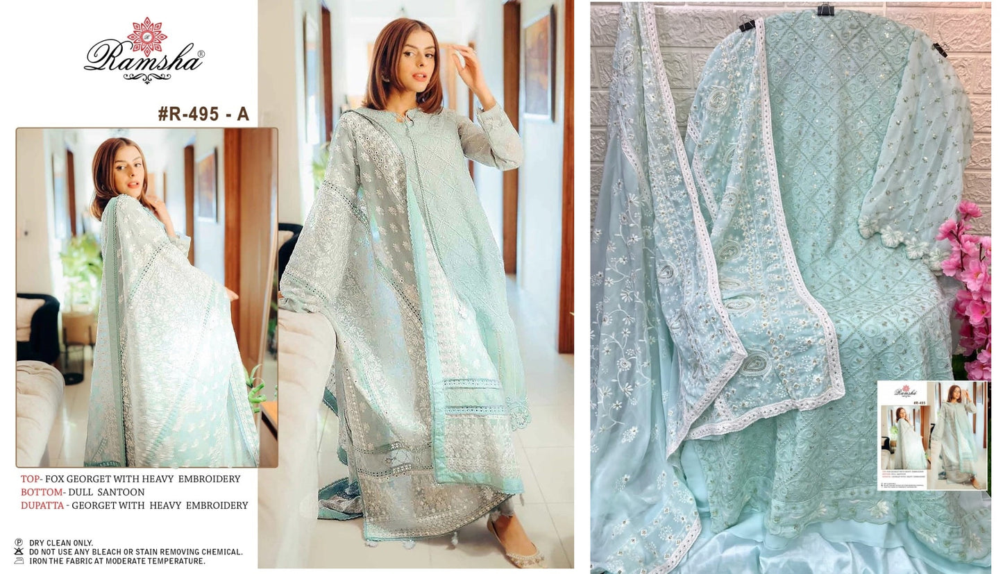 R-495-A Ramsha Pakistani Salwar Suits