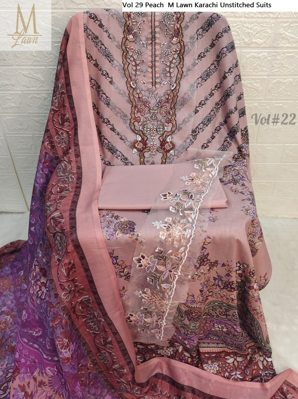 Vol 29 Peach M Lawn Karachi Unstitched Suits