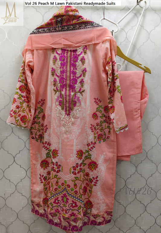 Vol 26 Peach M Lawn Pakistani Readymade Suits