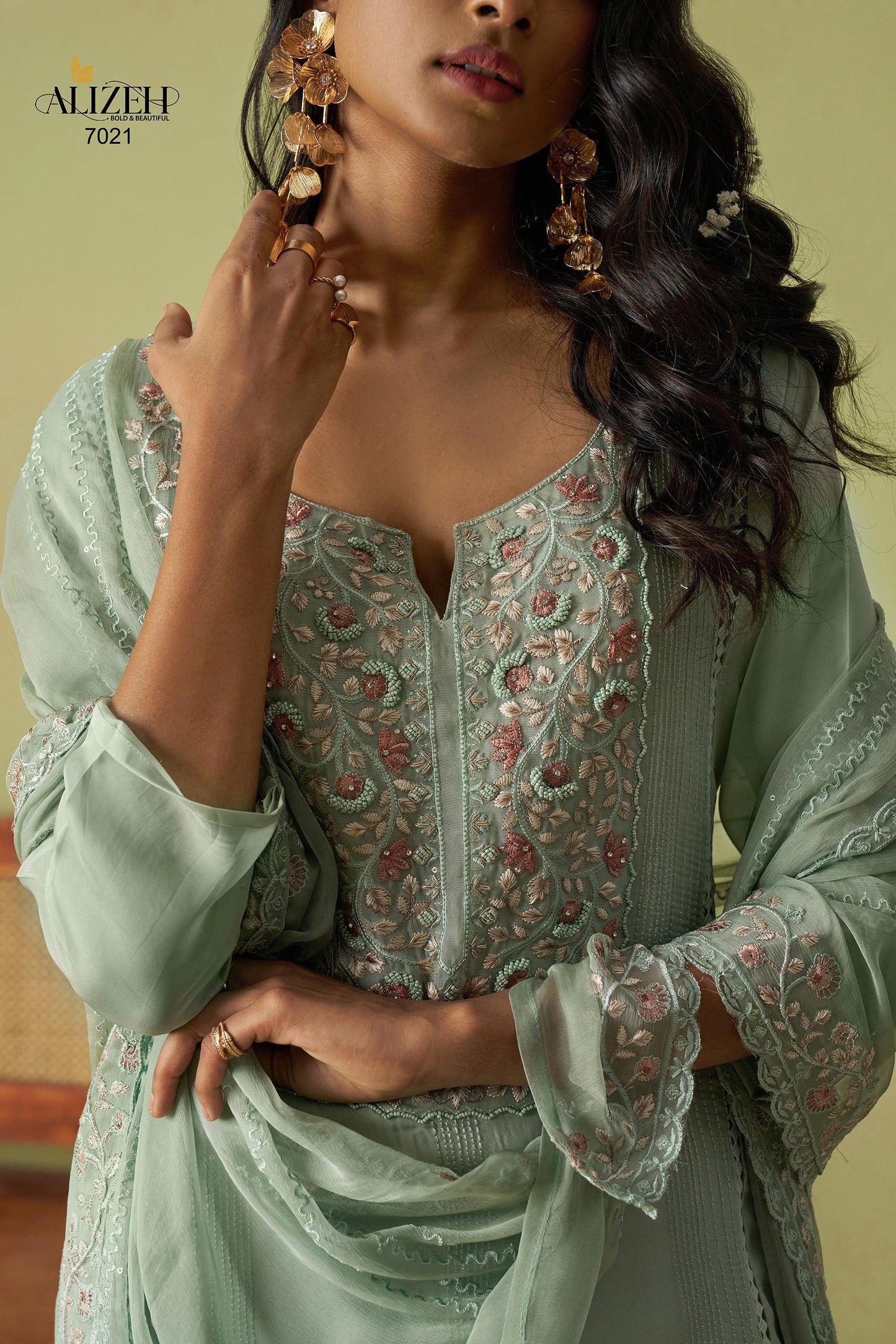 7021 Saadgi Vol 2 Alizeh Pure Organza Unstitched Suits
