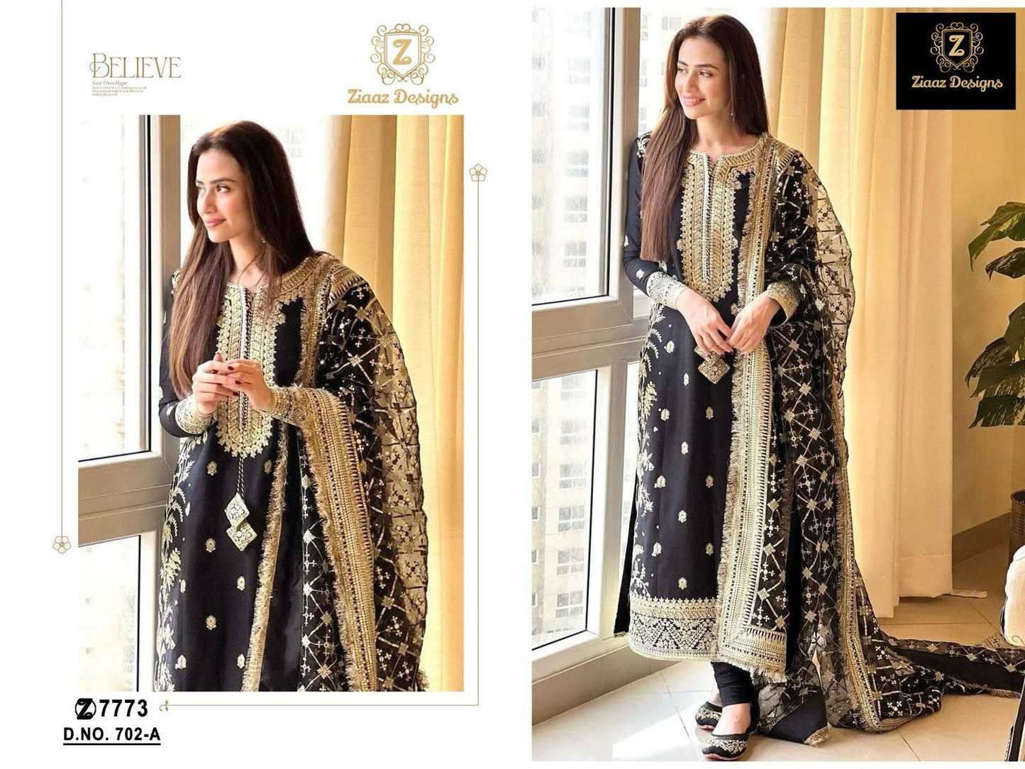 702A Ziaaz Designs Handwork Pakistani Salwar Suits