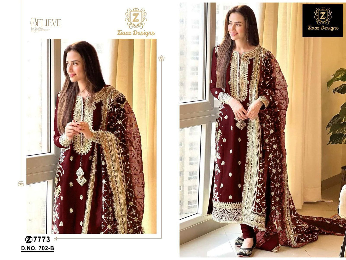 702B Ziaaz Designs Handwork Pakistani Salwar Suits