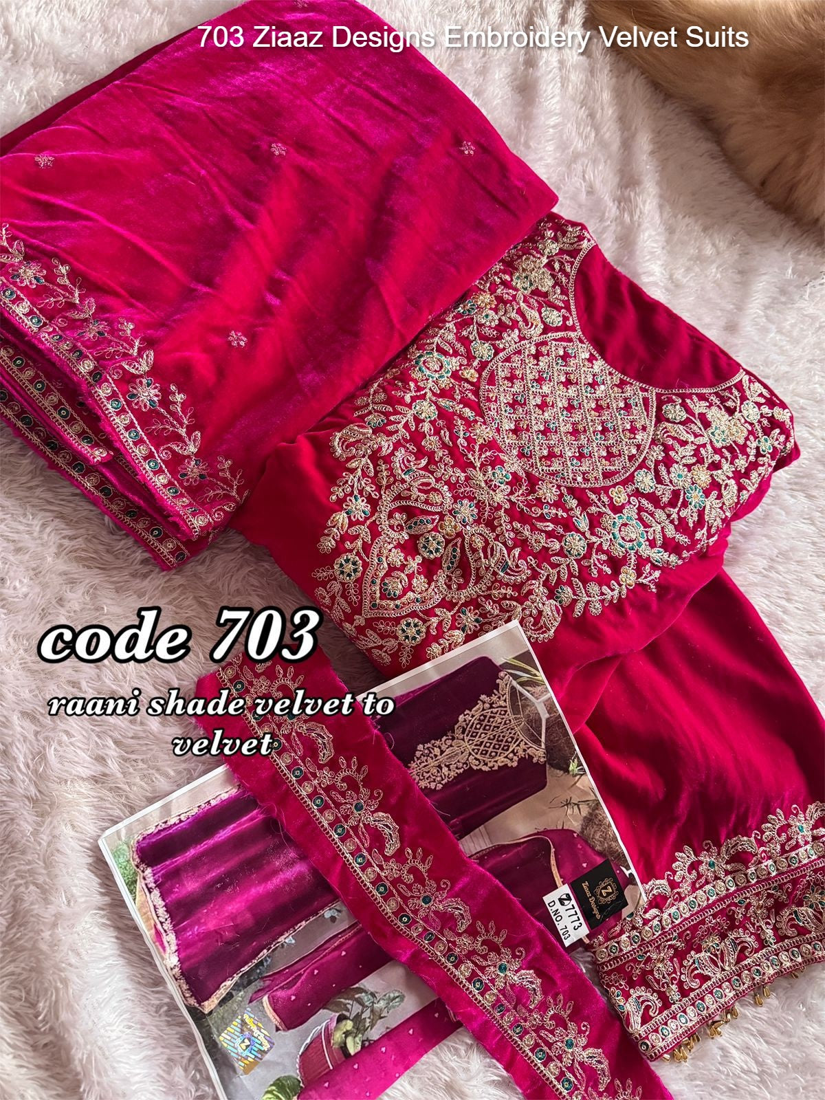 703 Ziaaz Designs Embroidery Velvet Suits
