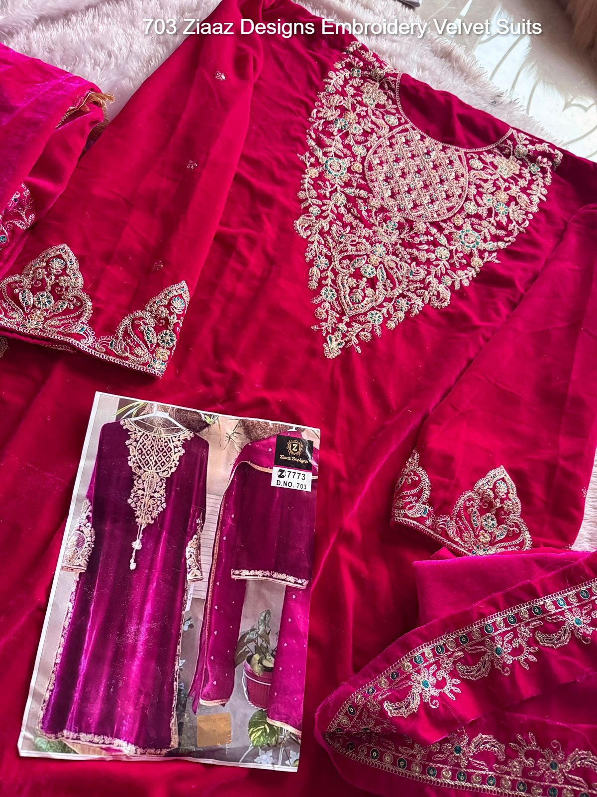 703 Ziaaz Designs Embroidery Velvet Suits