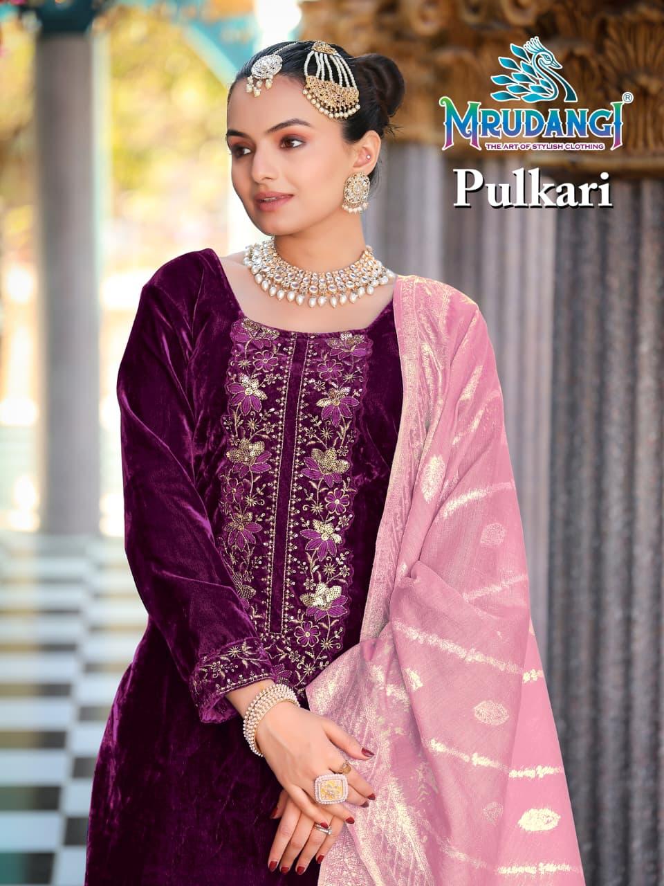 704 Pulkari Mrudangi Sequence Readymade Velvet Suits