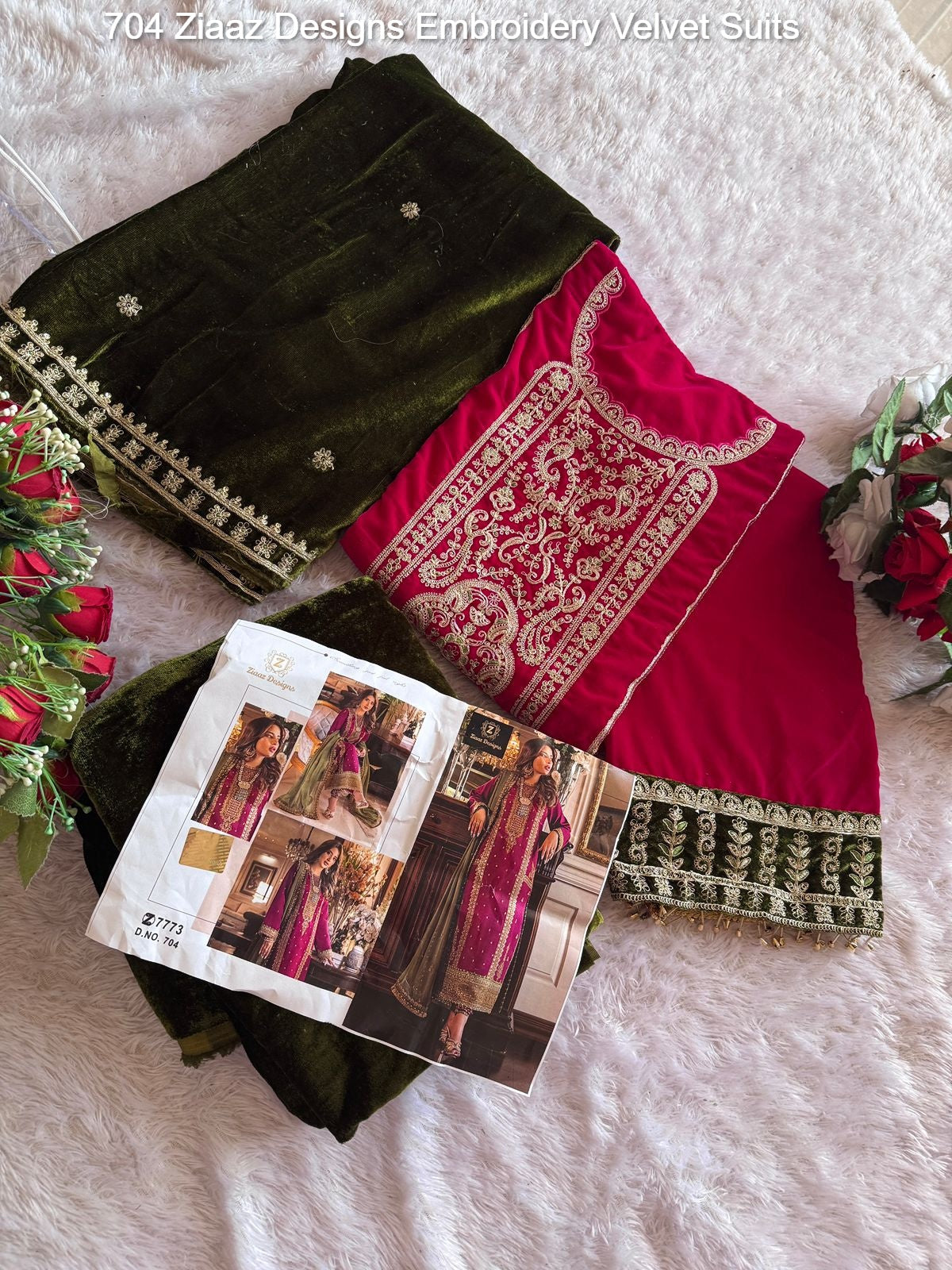 704 Ziaaz Designs Embroidery Velvet Suits
