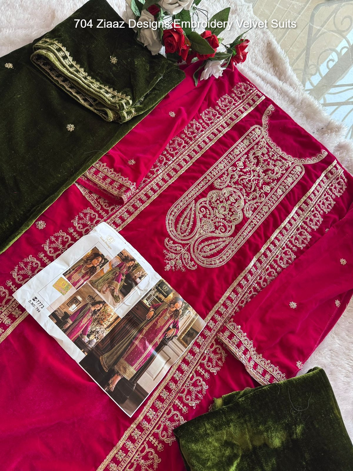 704 Ziaaz Designs Embroidery Velvet Suits