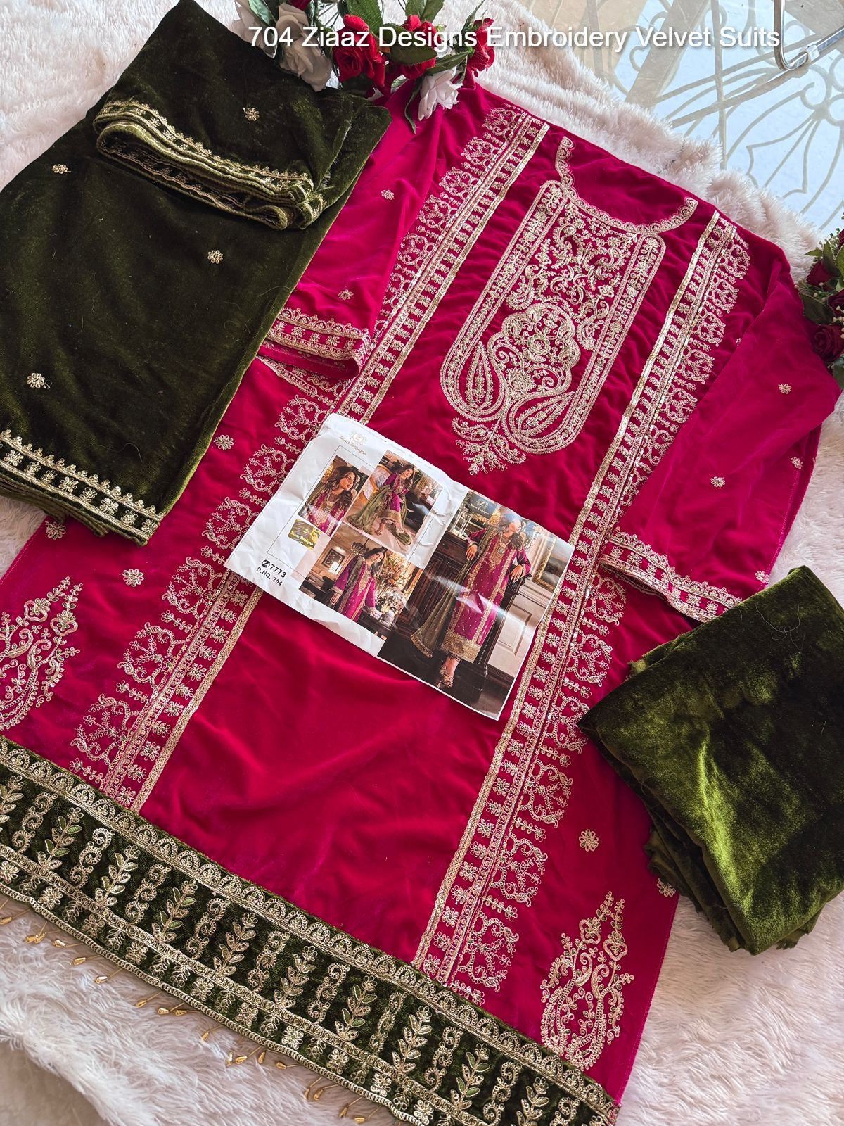 704 Ziaaz Designs Embroidery Velvet Suits