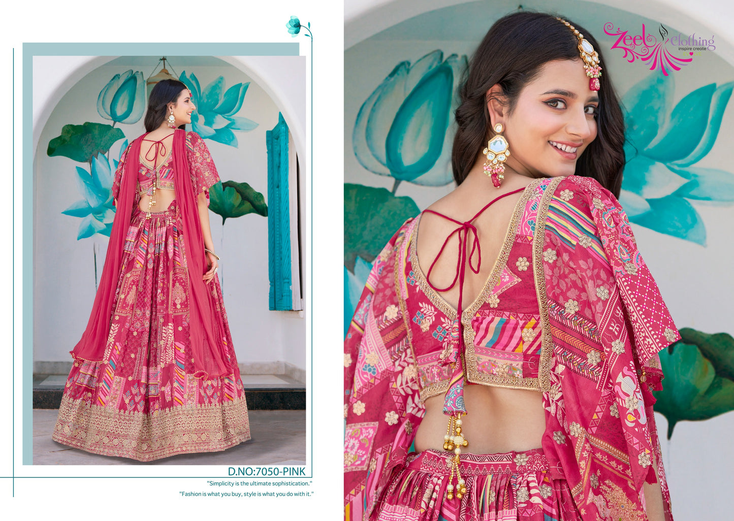 7050 Pink Queen Zeel Chinnon Silk Lehenga Choli