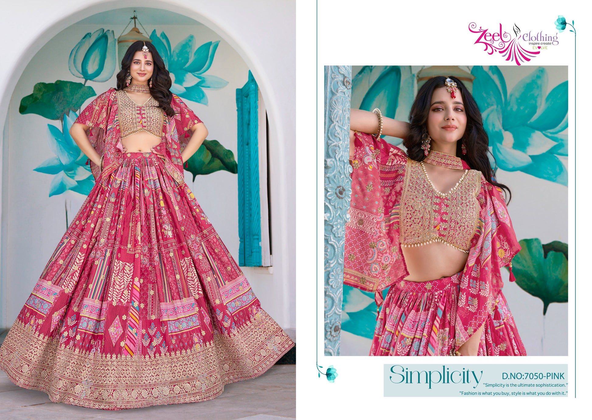 7050 Pink Queen Zeel Chinnon Silk Lehenga Choli
