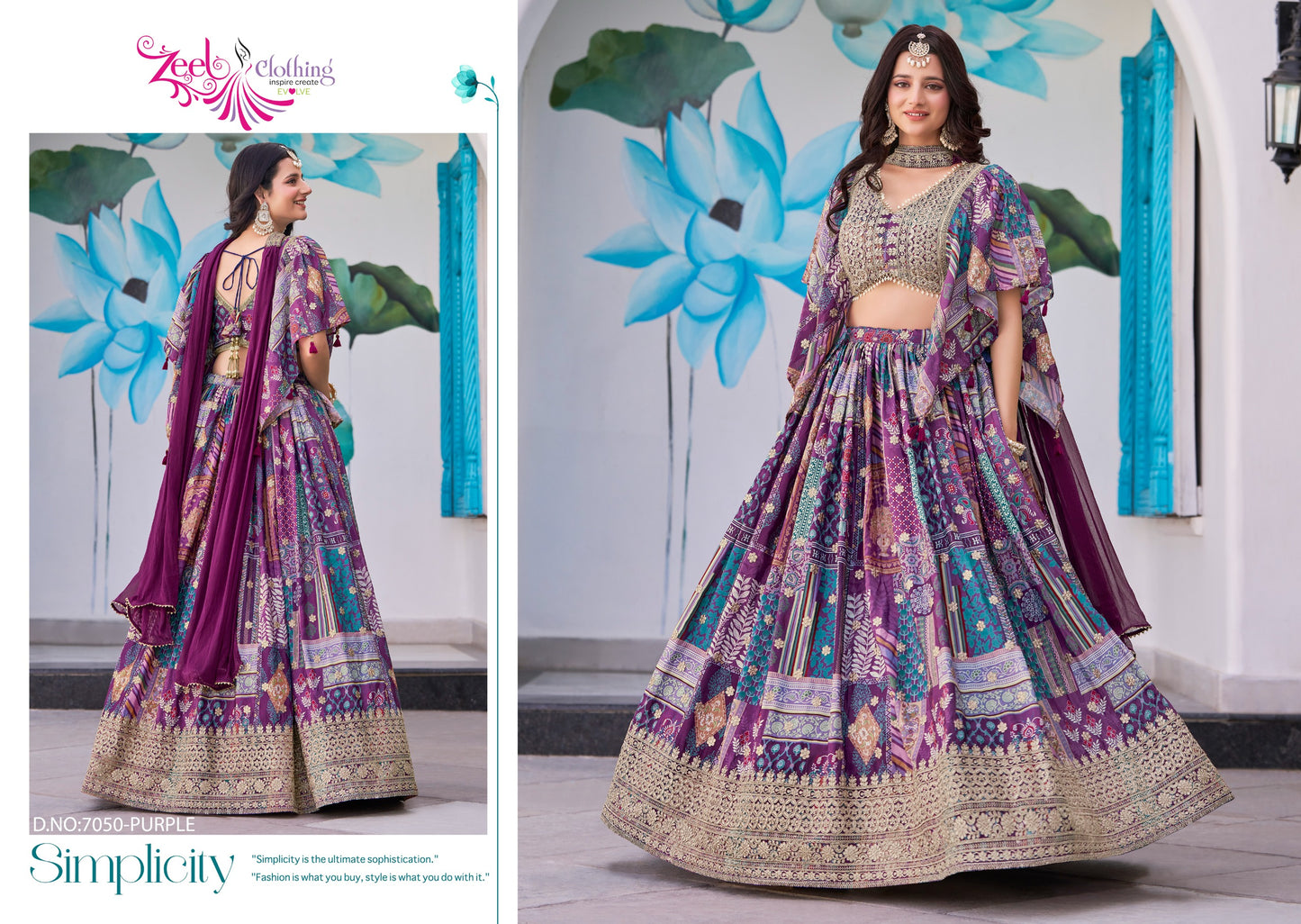 7050 Purple Queen Zeel Chinnon Silk Lehenga Choli