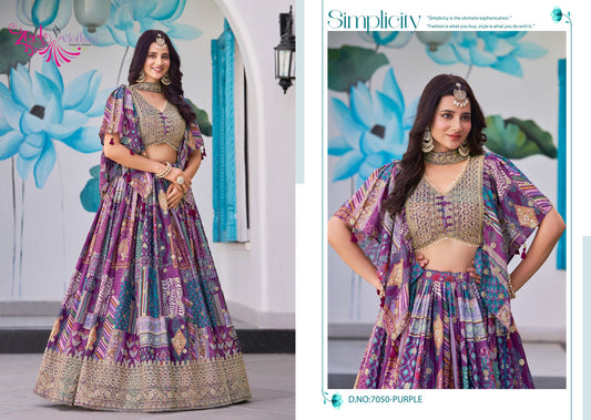 7050 Purple Queen Zeel Chinnon Silk Lehenga Choli