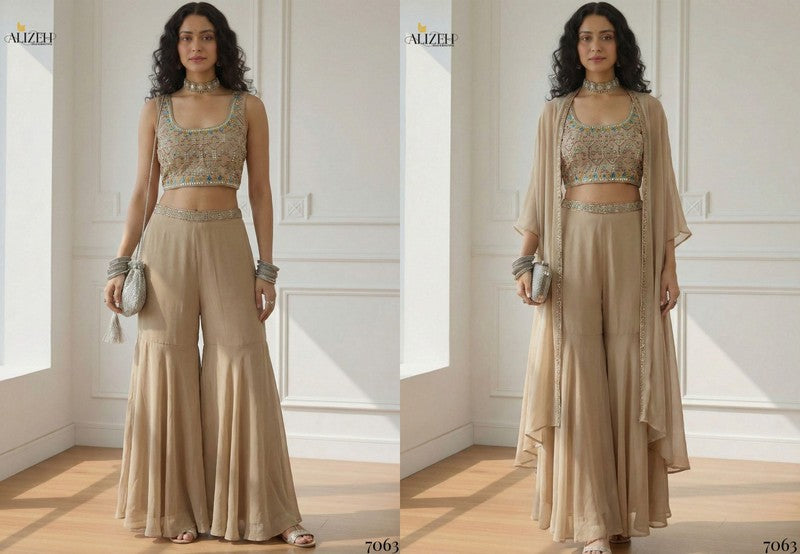 7063 Alizeh Georgette Crop Top Plazzo Set