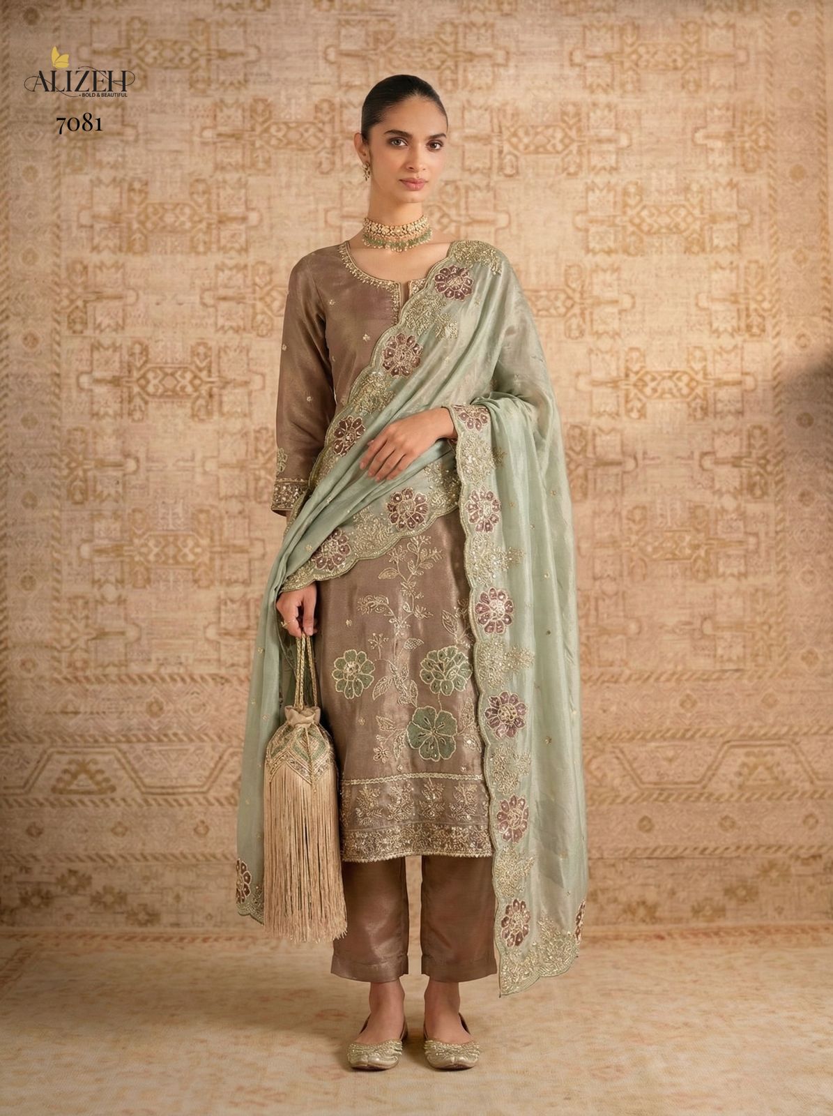 7081 Alizeh Shimmer Silk Readymade Suits