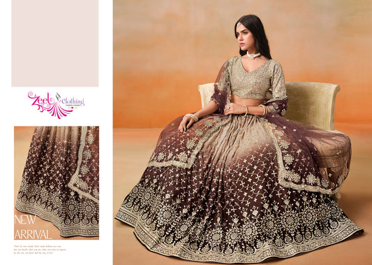 7086-Brown Elegance Zeel Georgette Lehenga Choli