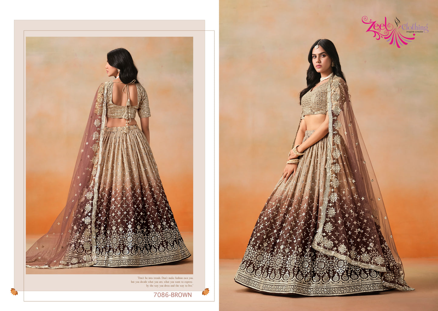 7086-Brown Elegance Zeel Georgette Lehenga Choli