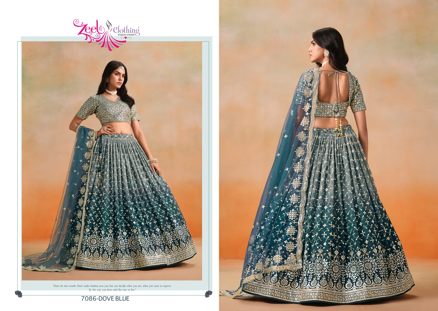 7086-Doveblue Elegance Zeel Georgette Lehenga Choli