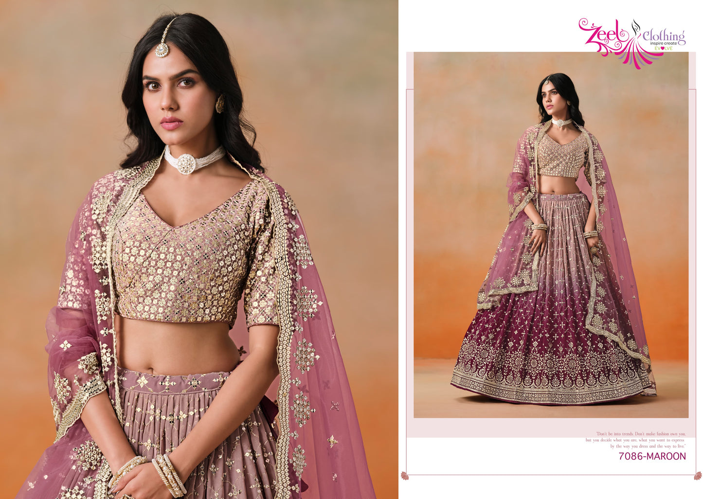 7086-Maroon Elegance Zeel Georgette Lehenga Choli