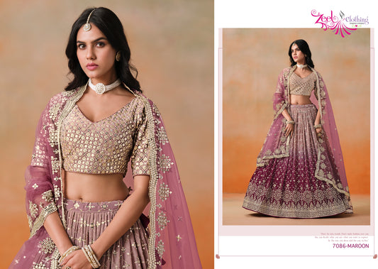 7086-Maroon Elegance Zeel Georgette Lehenga Choli
