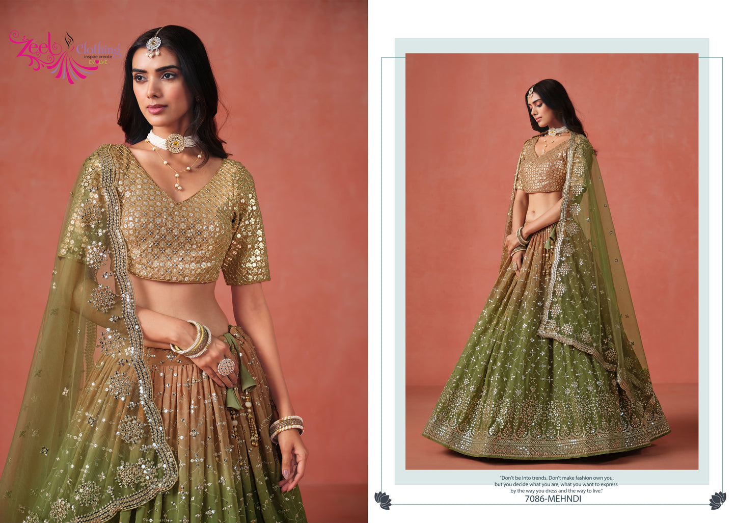 7086-Mehndi Elegance Zeel Georgette Lehenga Choli
