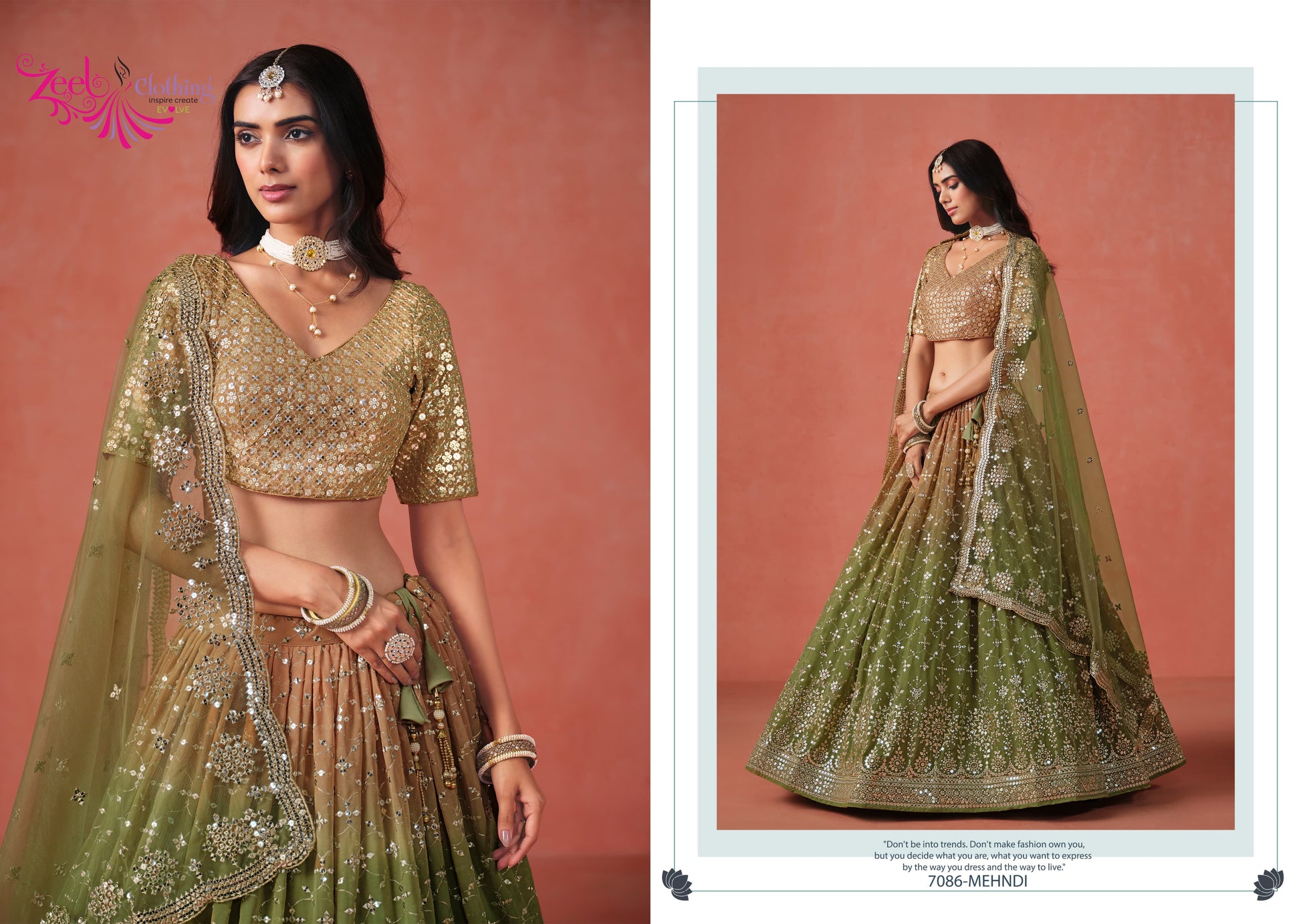 7086-Mehndi Elegance Zeel Georgette Lehenga Choli