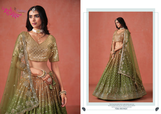 7086-Mehndi Elegance Zeel Georgette Lehenga Choli
