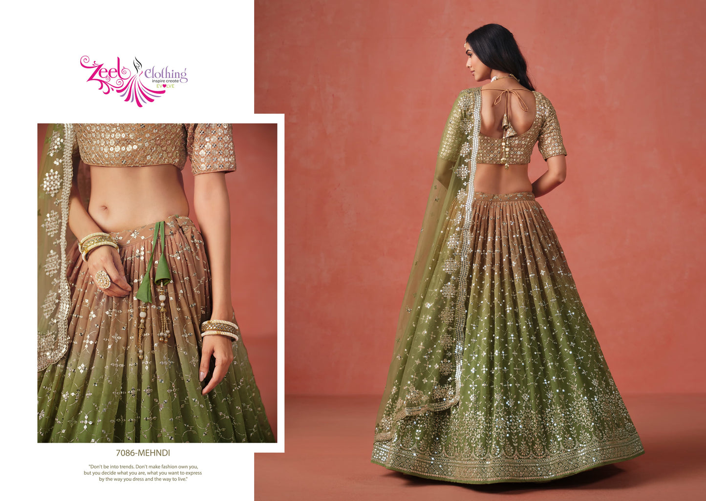7086-Mehndi Elegance Zeel Georgette Lehenga Choli