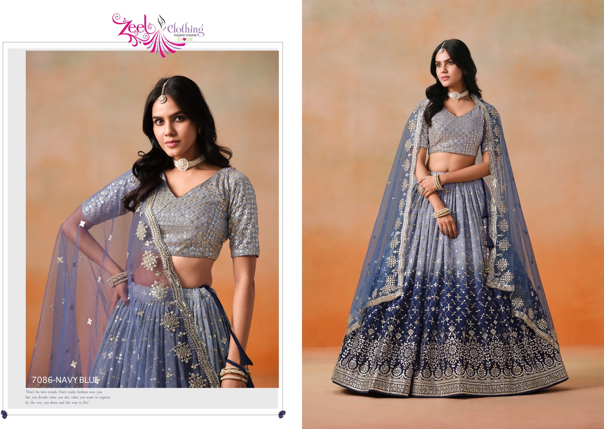 7086-Navy Blue Elegance Zeel Georgette Lehenga Choli