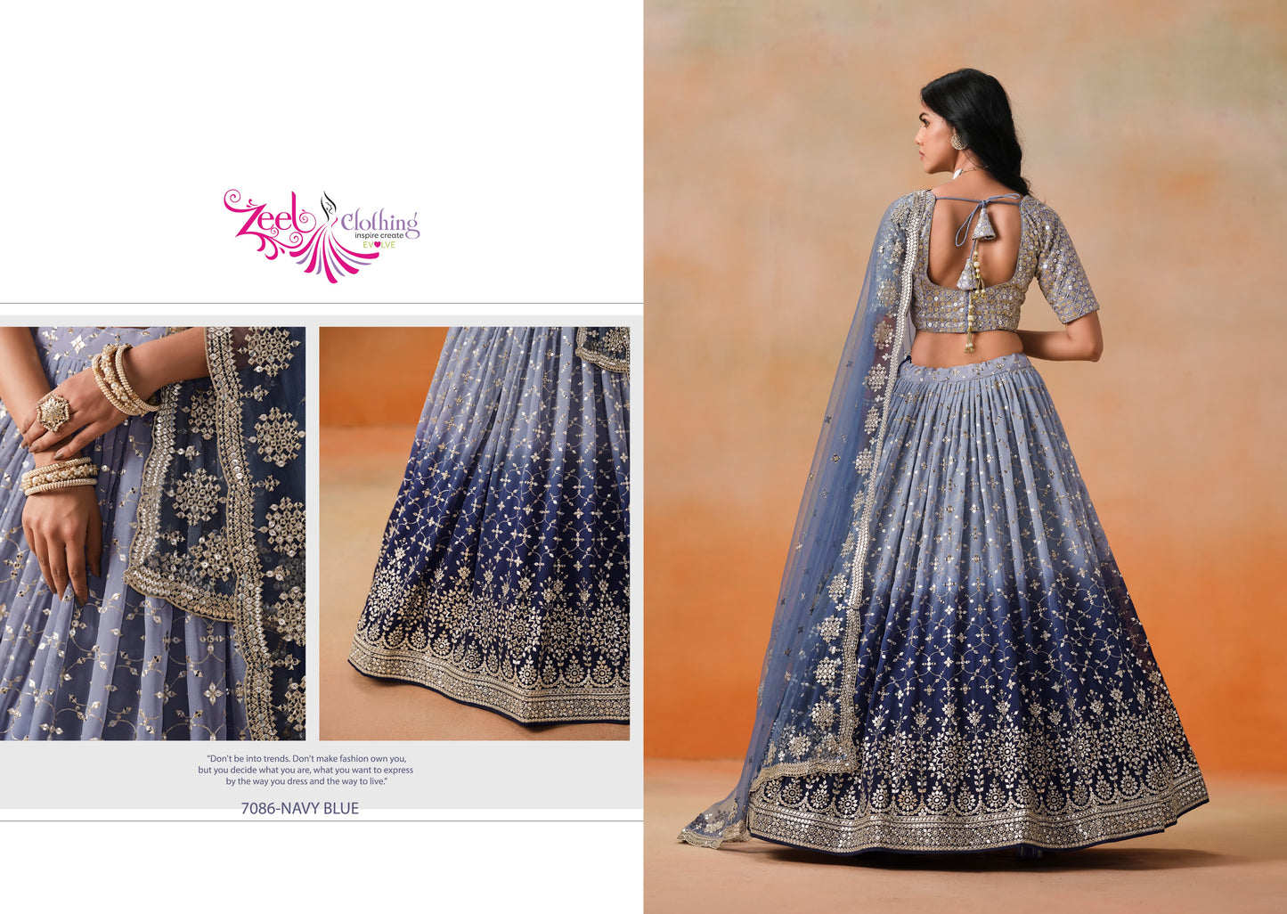7086-Navy Blue Elegance Zeel Georgette Lehenga Choli