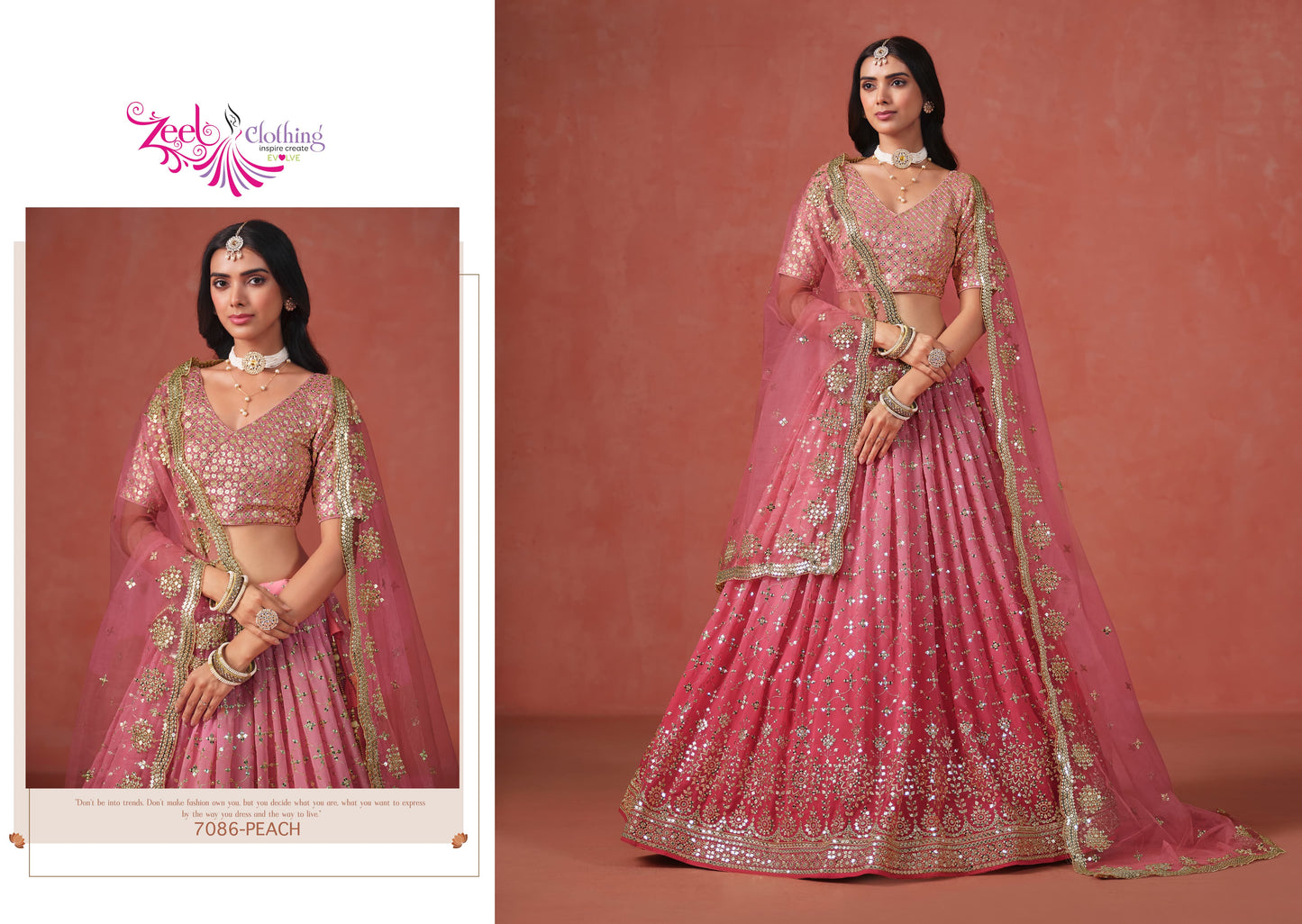 7086-Peach Elegance Zeel Georgette Lehenga Choli
