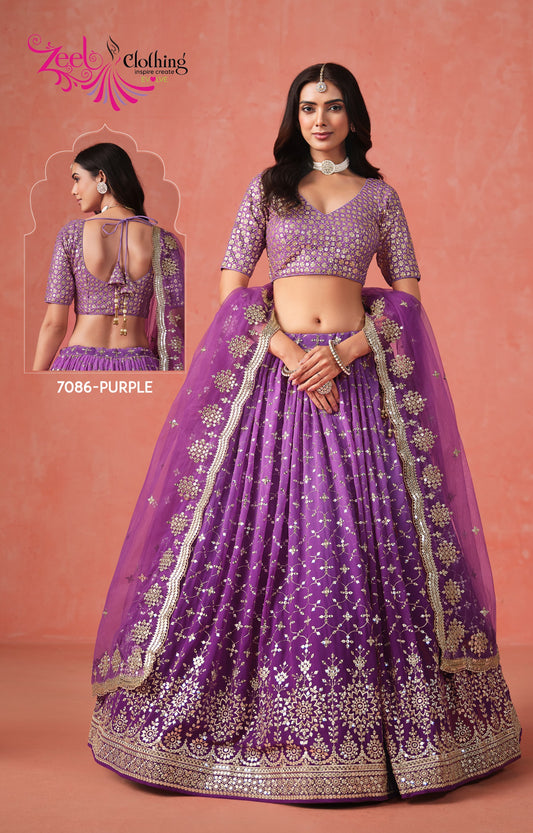 7086-Purple Elegance Zeel Georgette Lehenga Choli