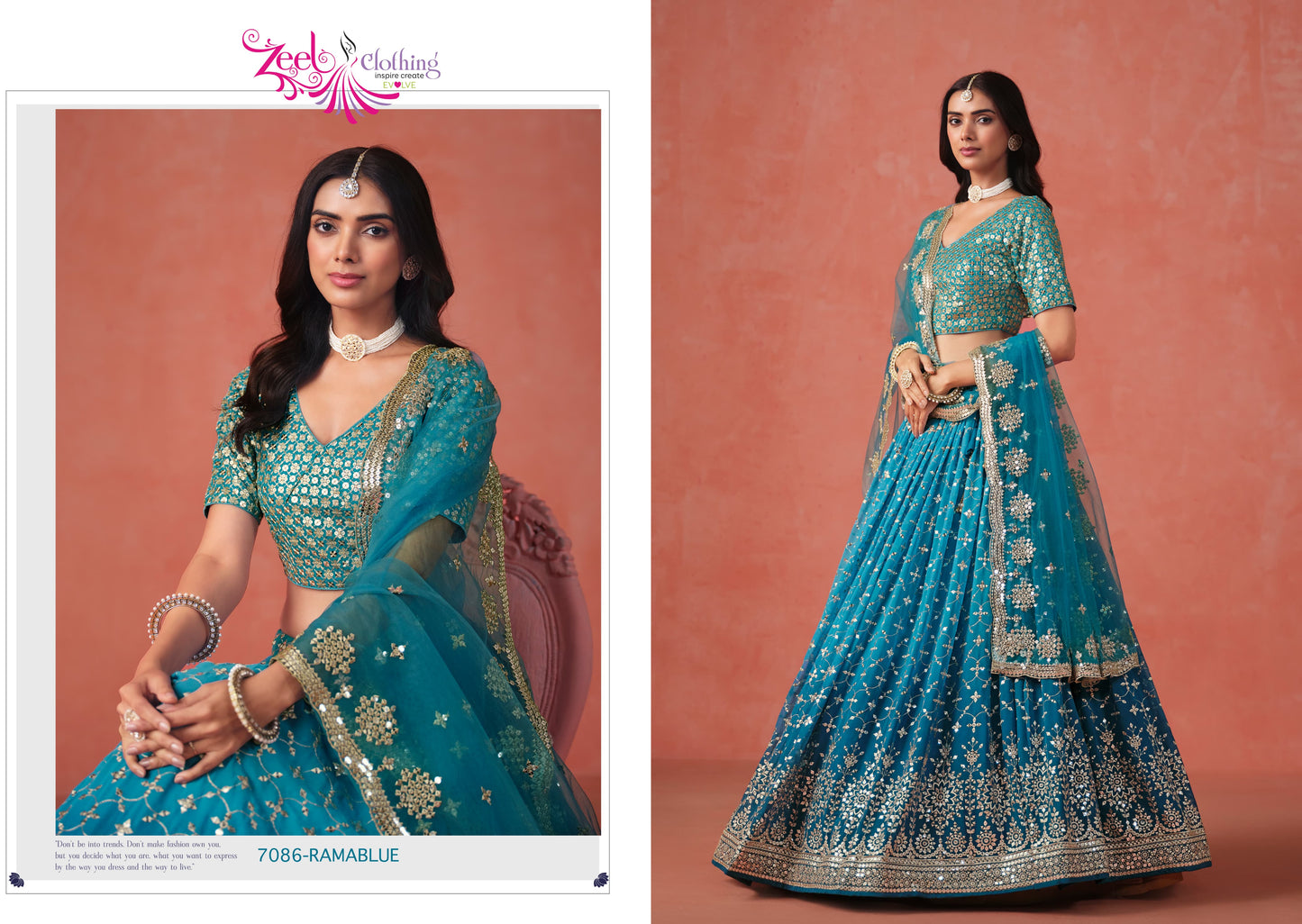 7086-Rama Blue Elegance Zeel Georgette Lehenga Choli