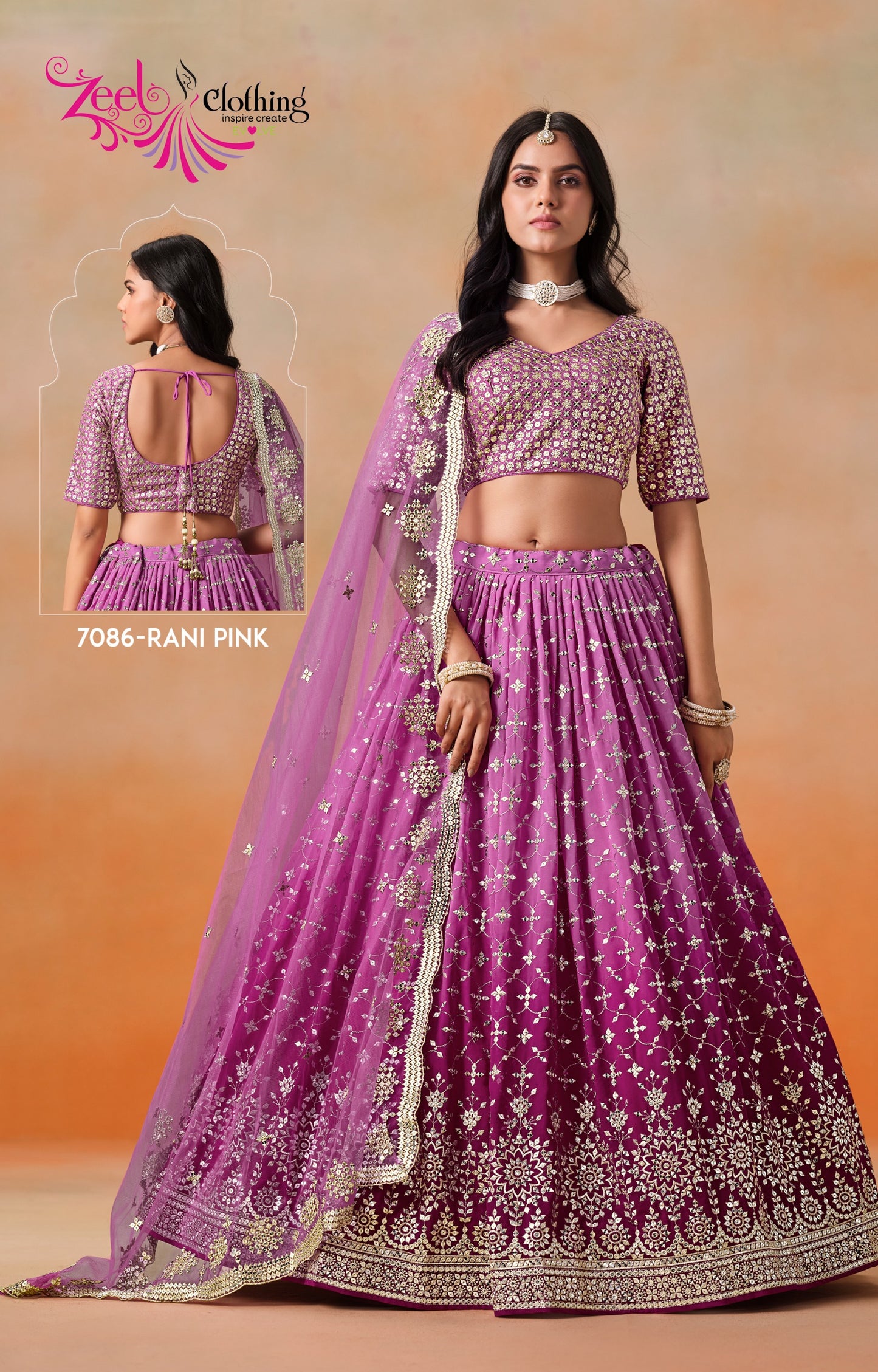 7086-Rani Pink Elegance Zeel Georgette Lehenga Choli