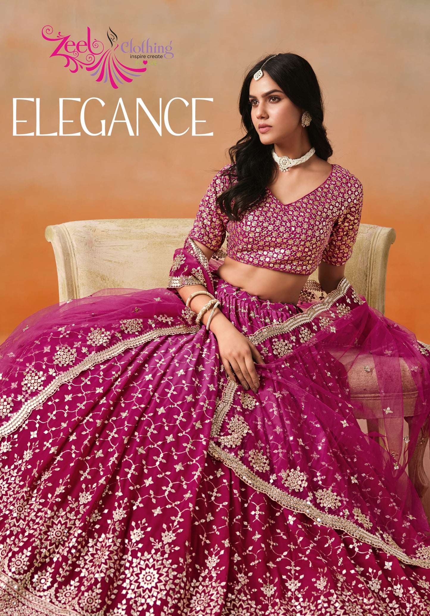 7086-Red Pink Elegance Zeel Georgette Lehenga Choli