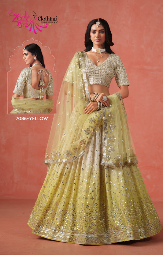 7086-Yellow Elegance Zeel Georgette Lehenga Choli