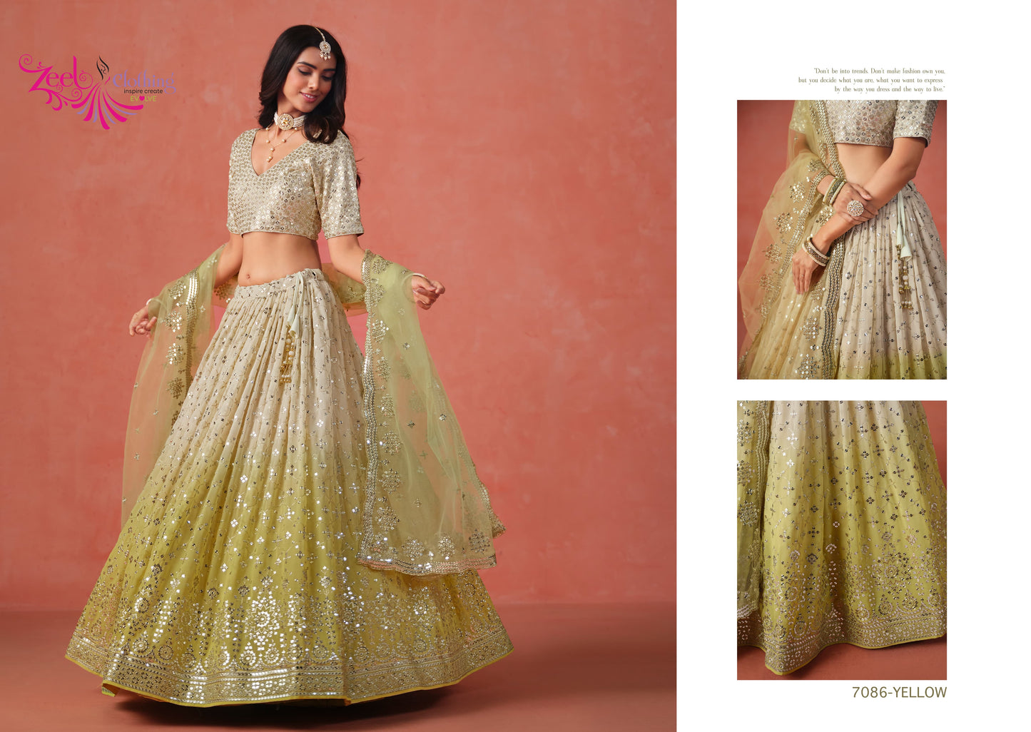 7086-Yellow Elegance Zeel Georgette Lehenga Choli