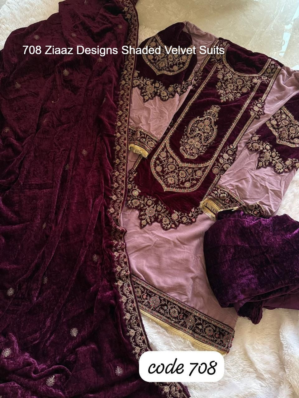 708 Ziaaz Designs Shaded Velvet Suits