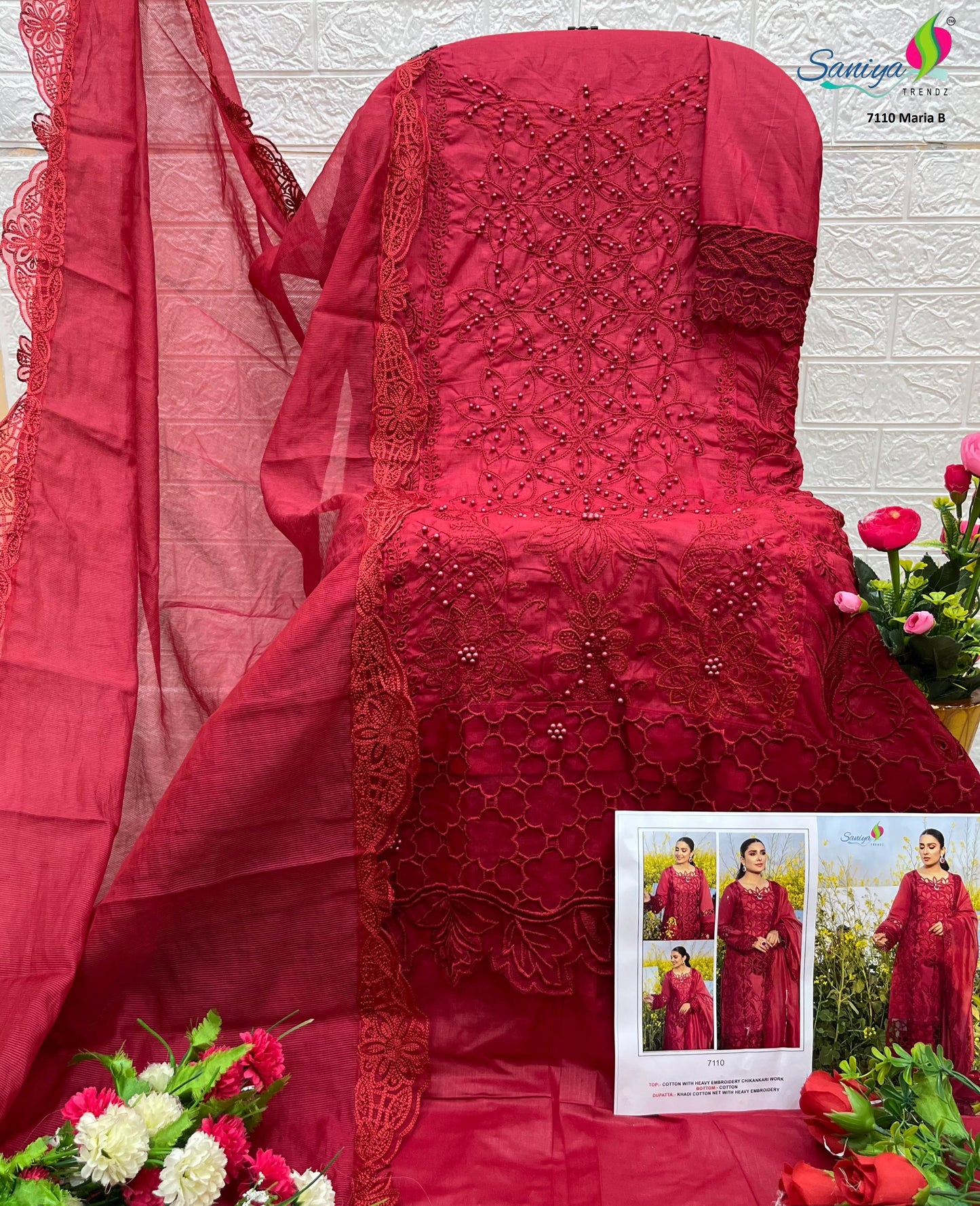 7110 Maria B Saniya Trendz Chikankari Pakistani Salwar Suits