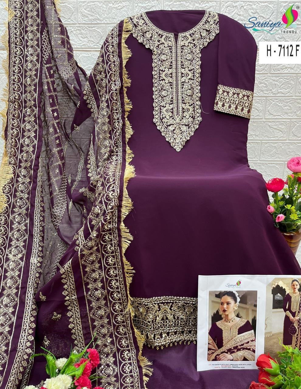 7112-F Saniya Trendz Georgette Pakistani Salwar Suits