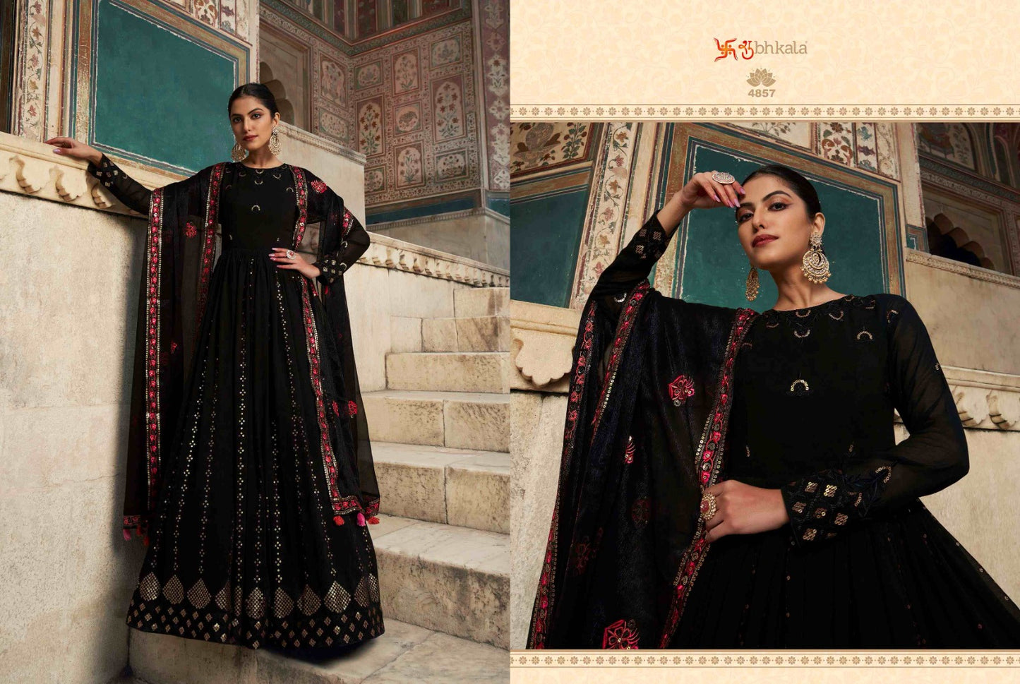 4857 Flory Vol 29 Shubhkala Gown Dupatta Set