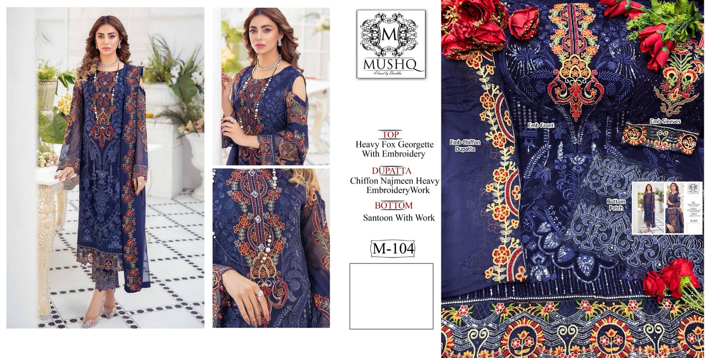 104 Mushq Pakistani Salwar Suits