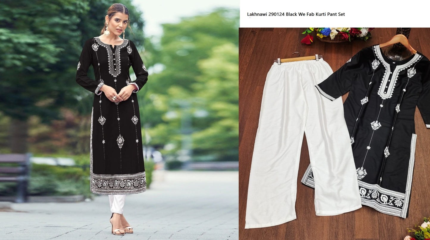 Lakhnawi 290124 Black We Fab Kurti Pant Set
